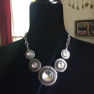 Large Rivoli Rhinestone Bib Statement Necklace
